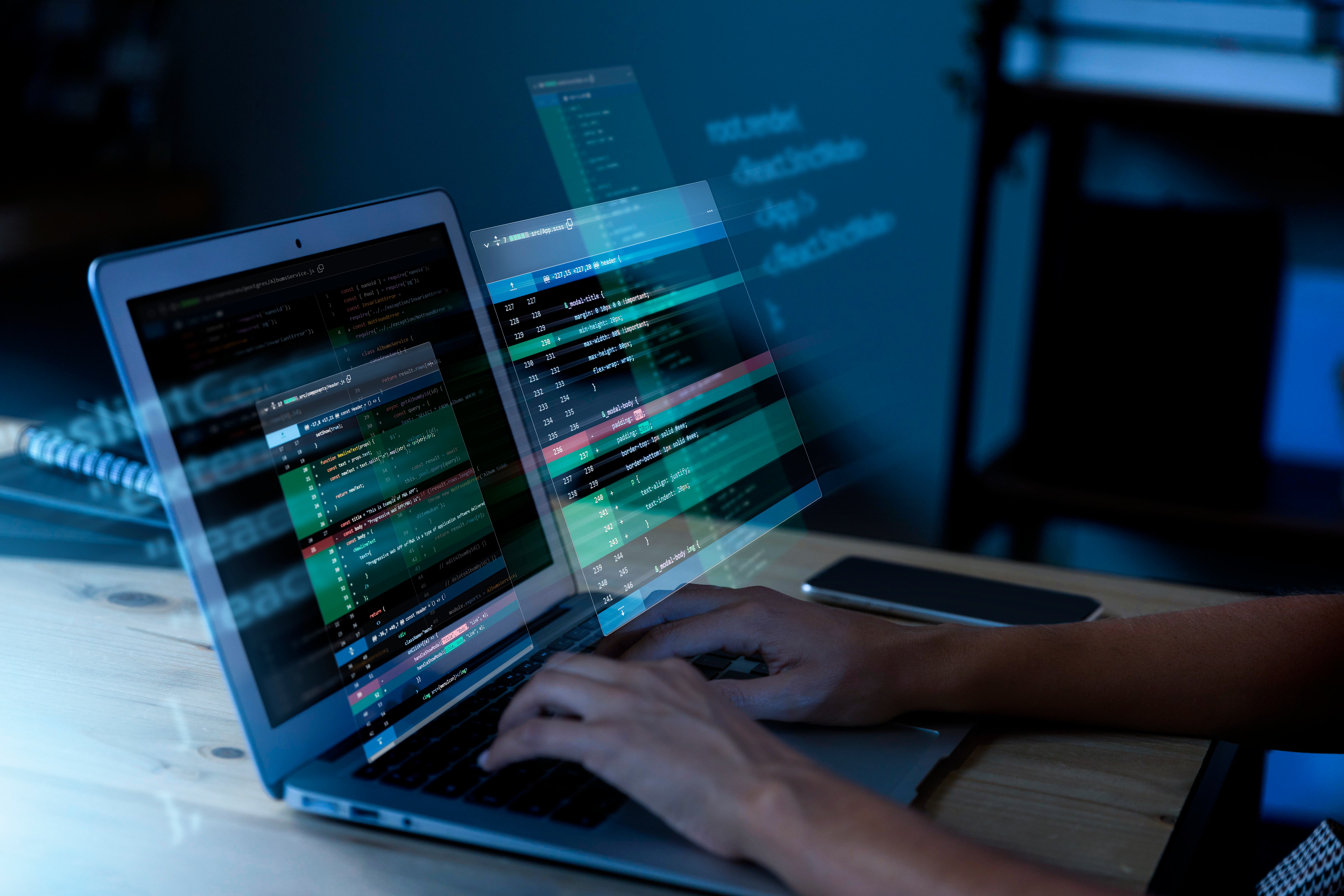 programming background with person working with codes computer 1