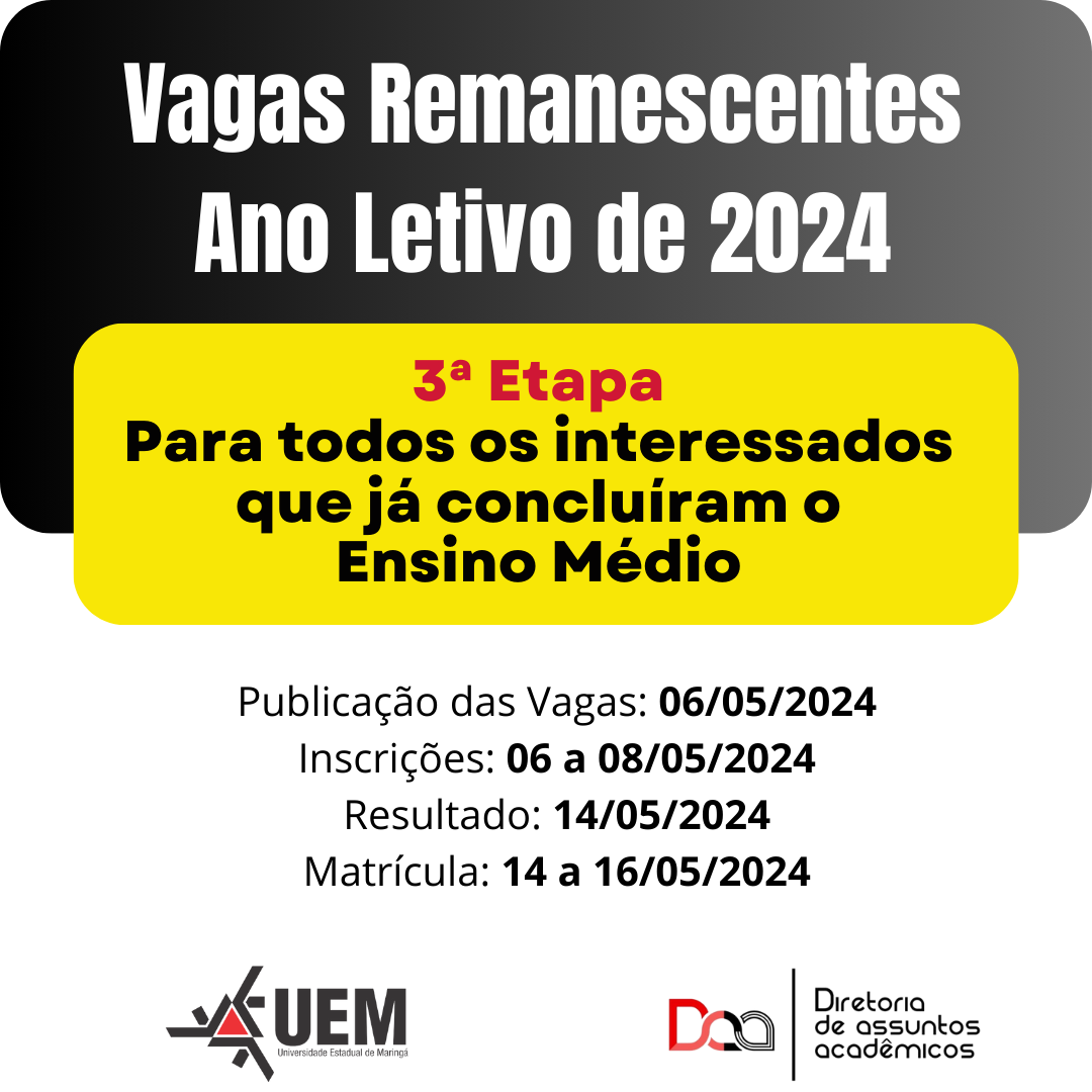 Vagas Remanescentes Histórico escolar